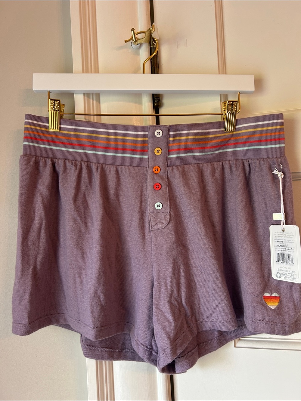 PJ Salvage Women's Lavender Stripe-Waist Knit Shorts